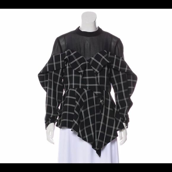 Self-Portrate Plaid Print Mock-Neck Tunic - Picture 1 of 3